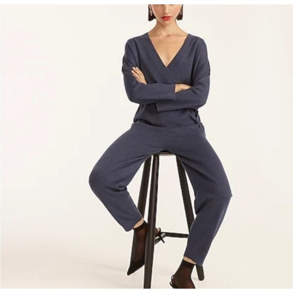 NWT J.Crew Blue Sweater Merino Wool Jumpsuit XXL BB378